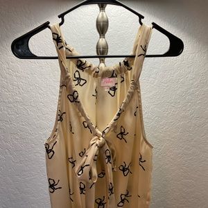 NWOT Parker silk tie front tank. Cream and black